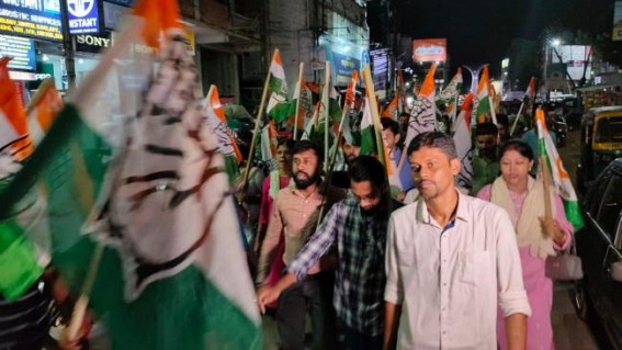 Youth Congress protested against Attack by BJP goons on Congress leaders' vehicle in Bishramganj Youth Congress protested against Attack by BJP goons on Congress leaders' vehicle in Bishramganj